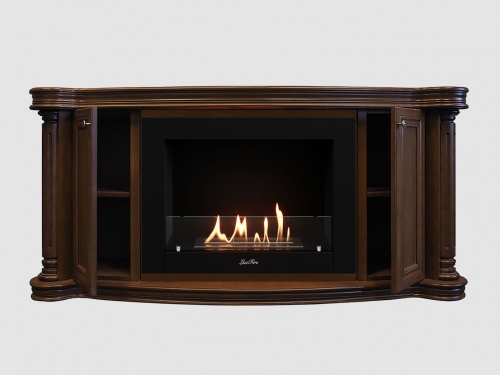 Каминный портал МДФ "Бетховен 1500" с биокамином Lux Fire "Фаер Бокс 2 - 30" (темный орех)