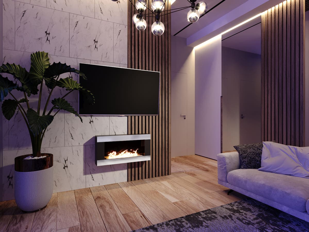 Биокамин "Русский огонь" Модерн 800N настенный с декоративным стеклом (стемалитом) по цене 22 660 руб.