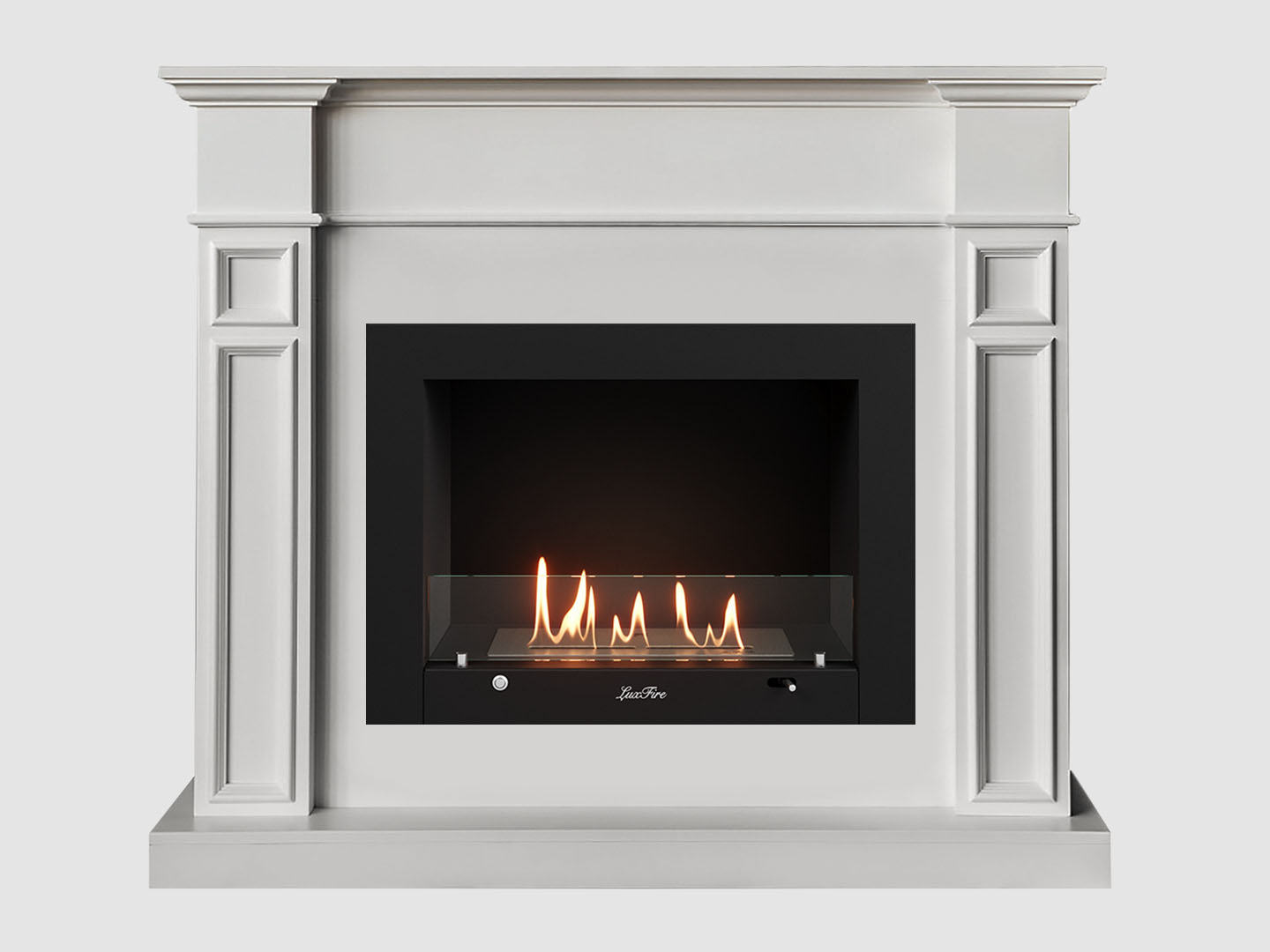 Каминный портал МДФ "Бертино 1240" с биокамином Lux Fire "Фаер Бокс 3 - 30" (белый) по цене 105 600 руб.