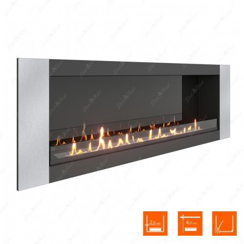 Биокамин SteelHeat LONG-V 1500 XL стекло + стемалит