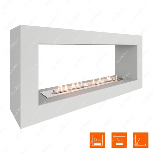 Биокамин напольный SteelHeat FRAME ONE 1000 белый (стекло)