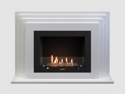 Каминный портал МДФ "Амстердам 1230" с биокамином Lux Fire "Фаер Бокс 3-30" (белый)