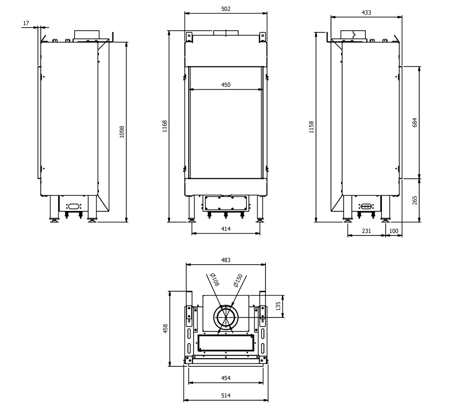 Газовая топка Kratki LEO/45/68/G20, магистральный газ