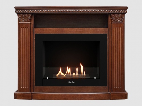 Каминный портал МДФ "Людовик 1300" с биокамином Lux Fire "Фаер Бокс 2 - 33" (темный орех)