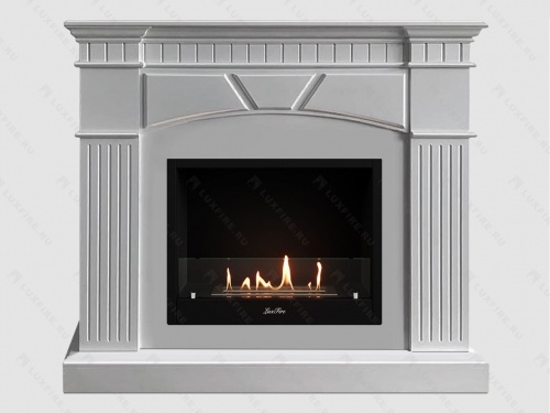 Каминный портал МДФ "Шервуд 1250" с биокамином Lux Fire "Фаер Бокс 1-33" (белый)