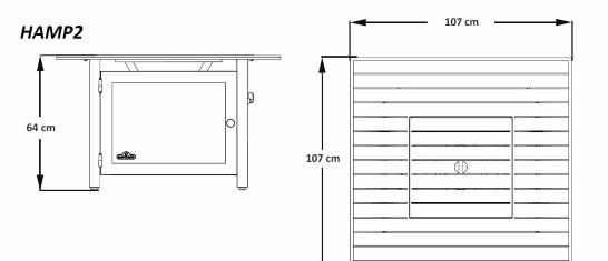 Стол-камин газовый NapoLEOn Hampton 107х107 см