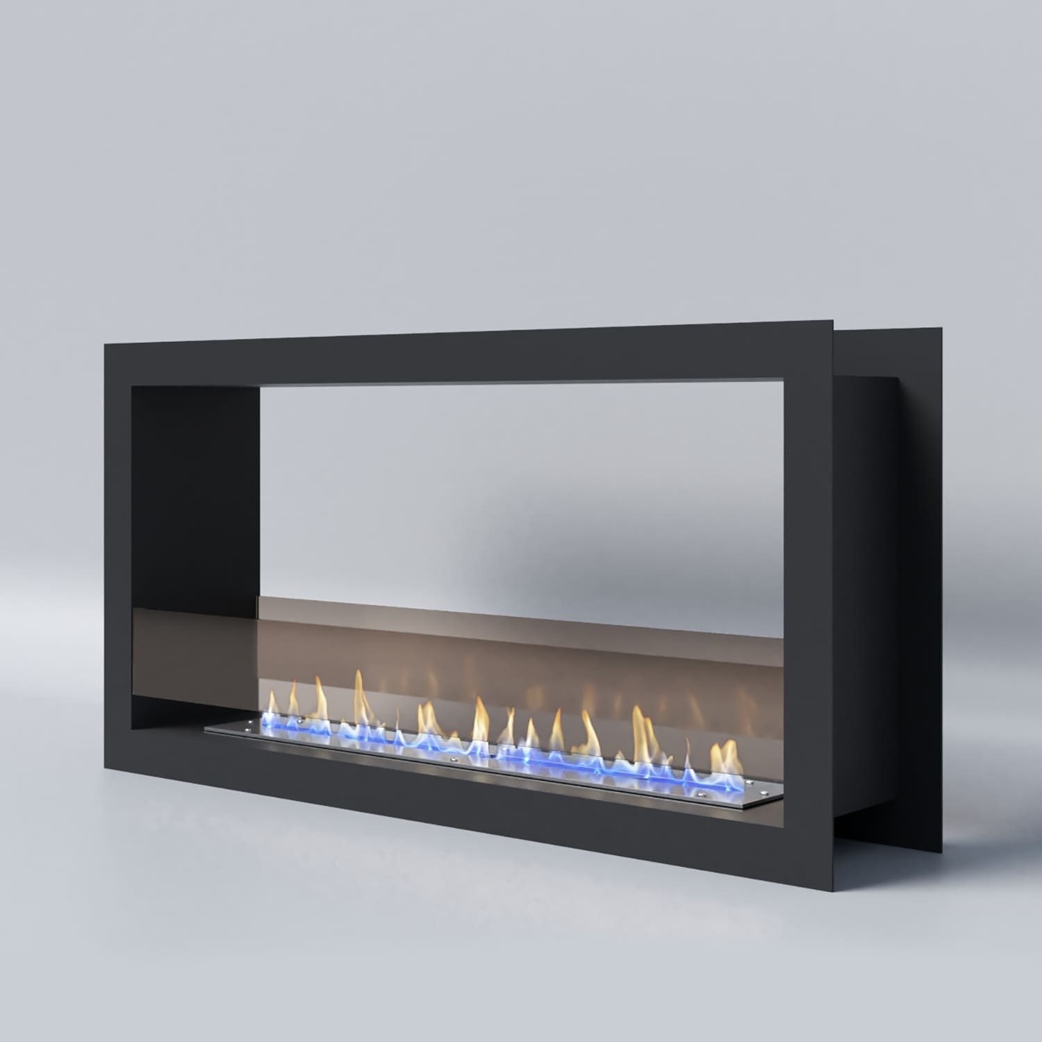 Биокамин "Русский огонь" Честер Сквозной 1000 встраиваемый с защитным стеклом по цене 40 400 руб.