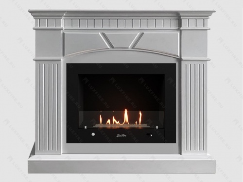 Каминный портал МДФ "Шервуд 1200" с биокамином Lux Fire "Фаер Бокс 3-30" (белый)
