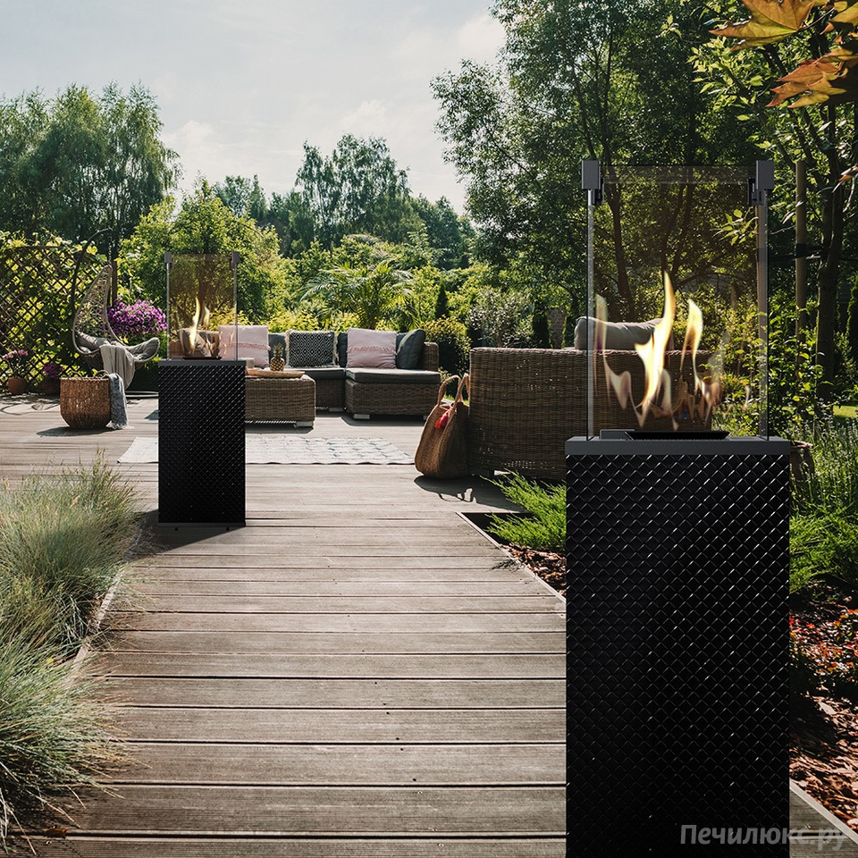 Газовый нагреватель Kratki PATIO Mini/M/G31/37Mbar/CZ/P, стекло, черное тиснение, с ручным управлением