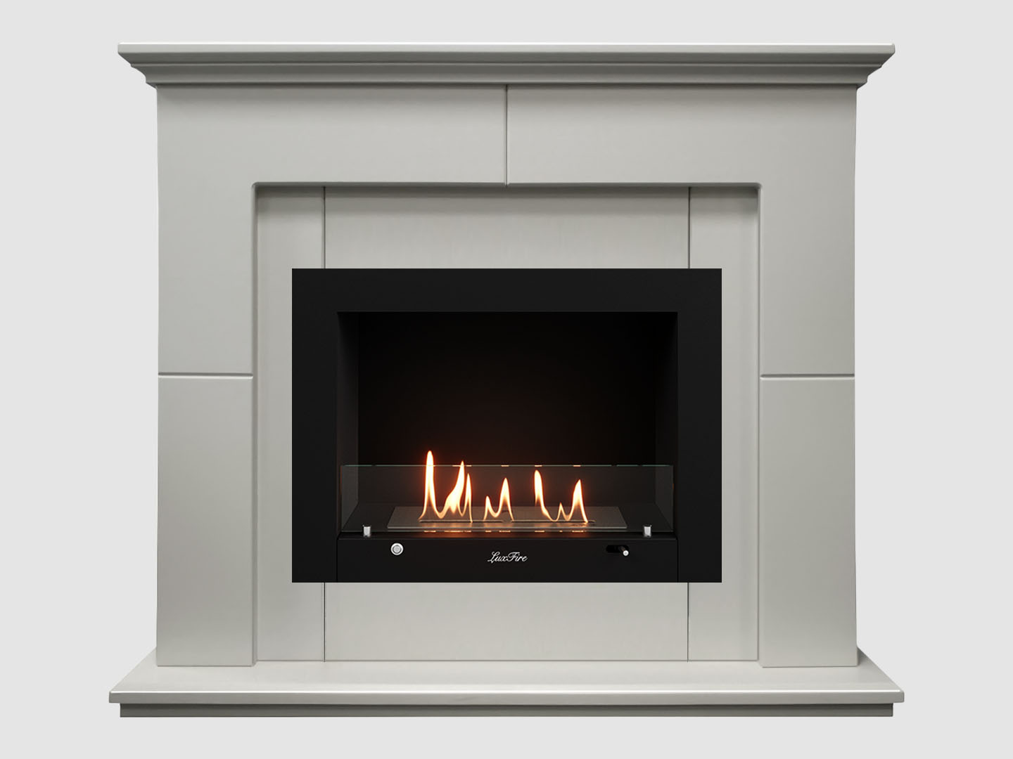Каминный портал МДФ "Пьер 1200" с биокамином Lux Fire "Фаер Бокс 3-30" (белый) по цене 96 400 руб.