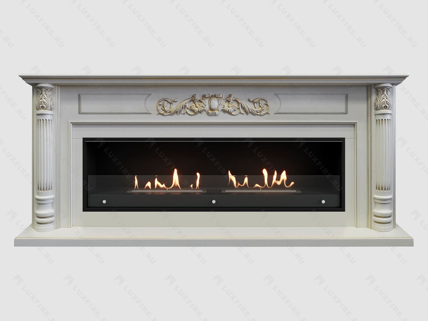 Каминный портал МДФ "Оксфорд 2000" с биокамином Lux Fire "Фаер Бокс Вега-2" (белый) по цене 146 490 руб.