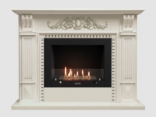 Каминный портал МДФ "Белфаст Люкс 1350" с биокамином Lux Fire "Фаер Бокс 3-25.5" (белый)