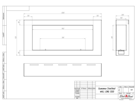 Биокамин SteelHeat WALL LONG 1200 черный по цене 42 420 руб.
