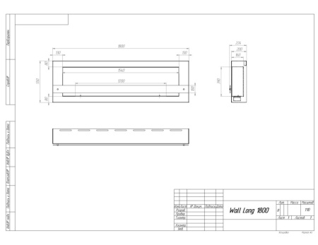 Биокамин SteelHeat WALL  LONG 1800 черный, стекло, стемалит по цене 95 970 руб.